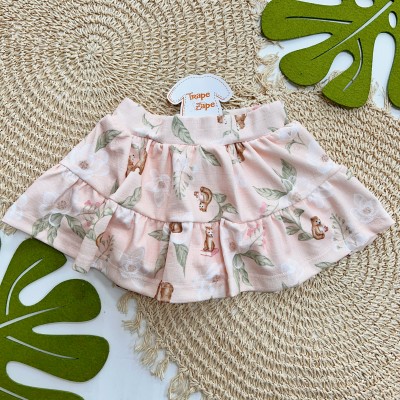 Conj. Blusa Ursinhas e Short Saia - Salmão